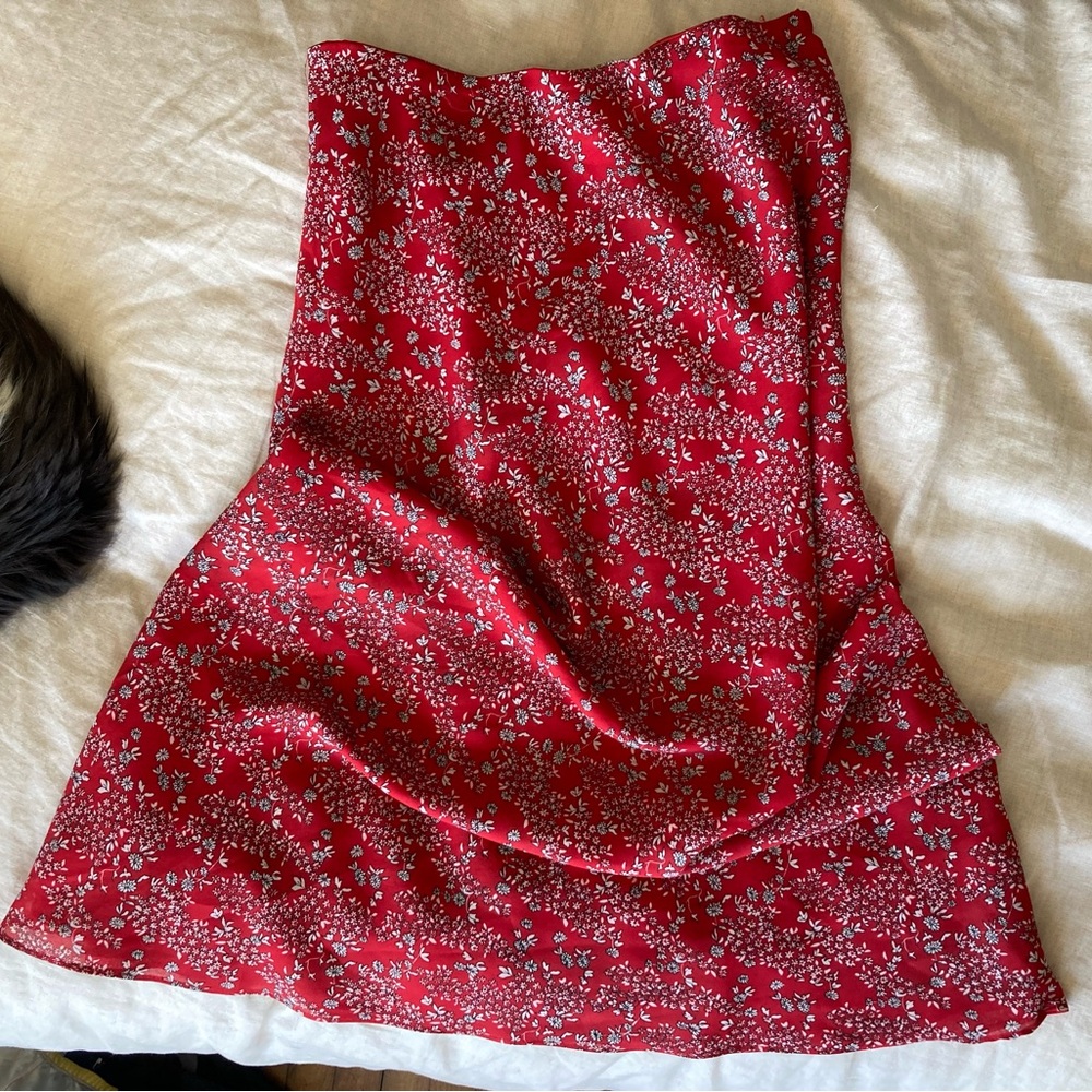 REVERSIBLE red maxi skirt